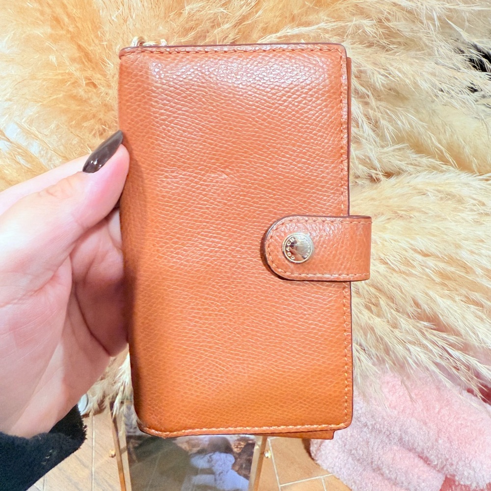 Vintage Coach Saddle Brown Leather Wallet Phone Clutch Wristlet